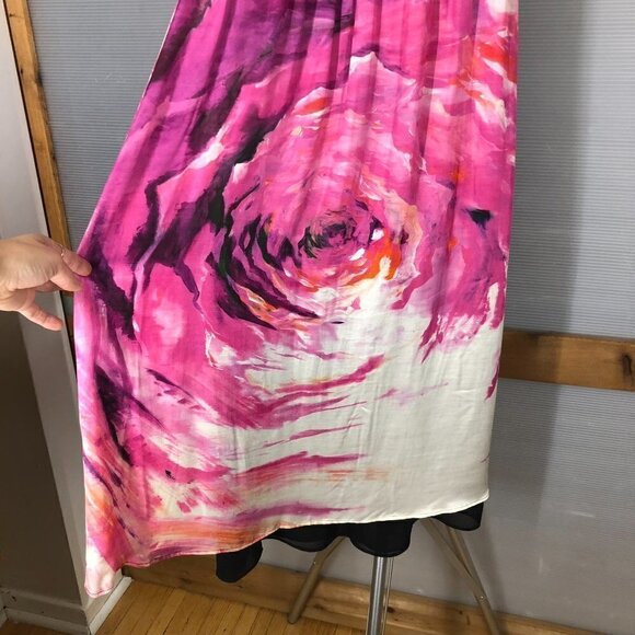 IRIS SETLAKWE Silk Blend Halter Black Pink Abstract Floral Maxi Dress Sz 4 - Picture 6 of 12